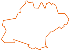 Map tracé orange et blanc de l'Occitanie - Fédération des CSFC